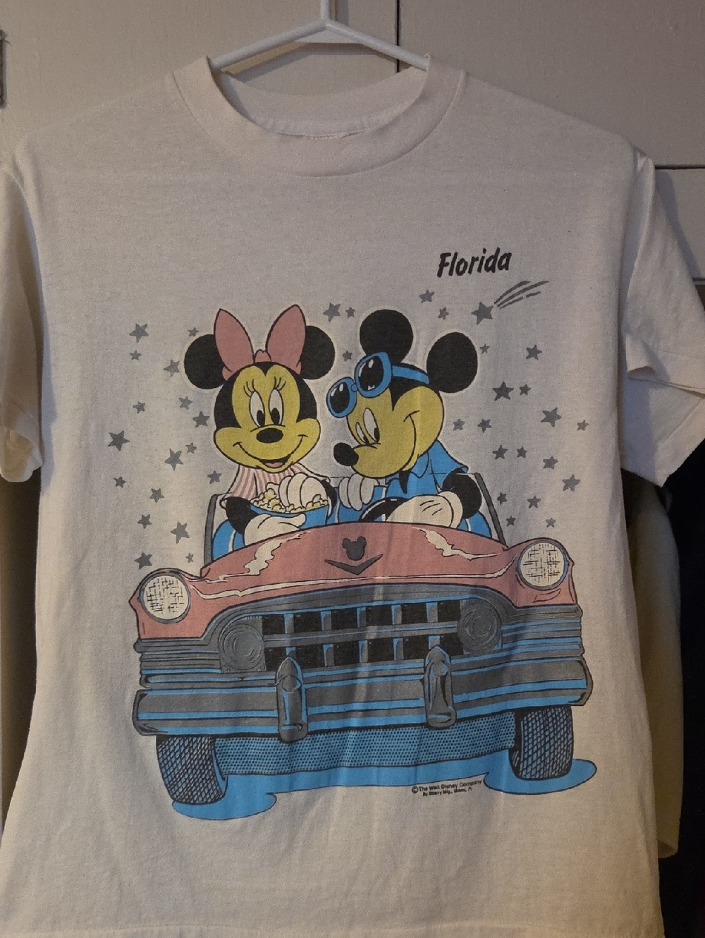 Disney Cream Kids T‑Shirt with Mickey & Minnie Driving Graphic